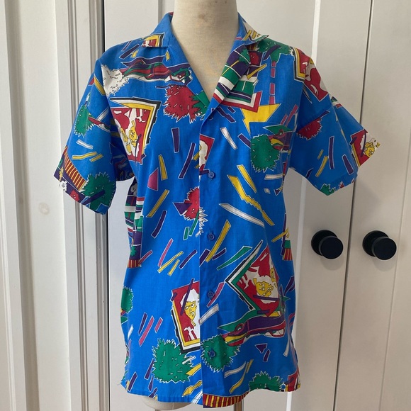 Vintage 80’s Button-Up T-Shirt - Picture 1 of 10